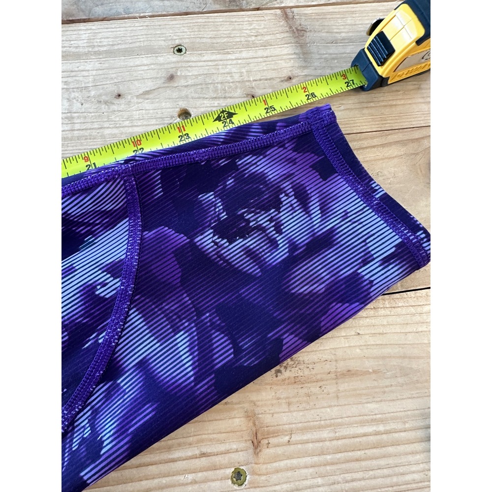 Athleta Rainier Printed Tight Purple Floral Stripe Leggings Size L Side Zip - Picture 6 of 6